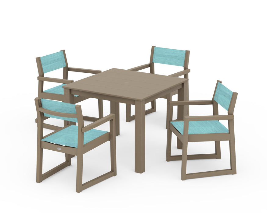 POLYWOOD® EDGE Sling Arm Chair 5-Piece Parsons Dining Set