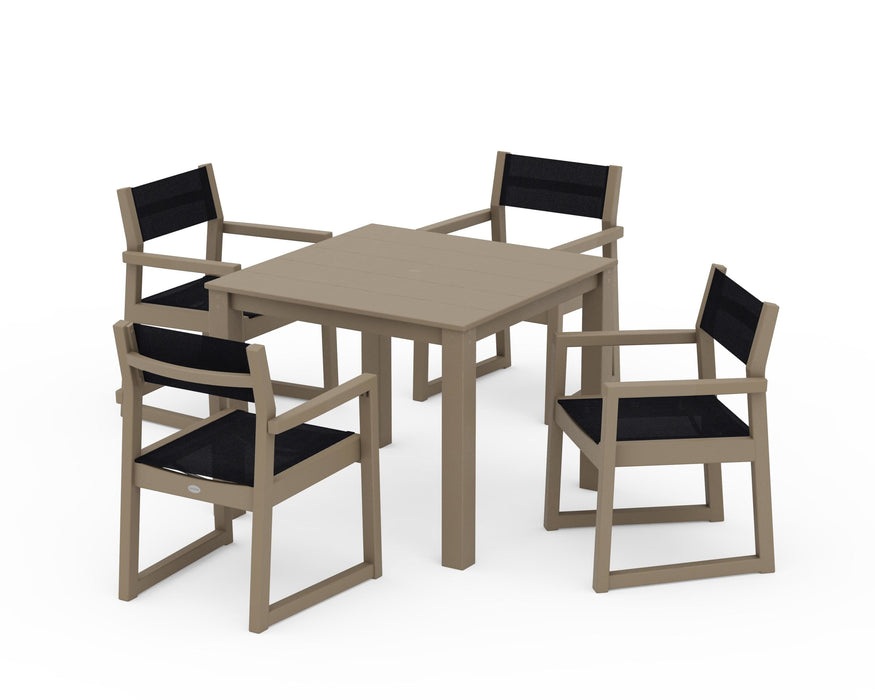 POLYWOOD® EDGE Sling Arm Chair 5-Piece Parsons Dining Set