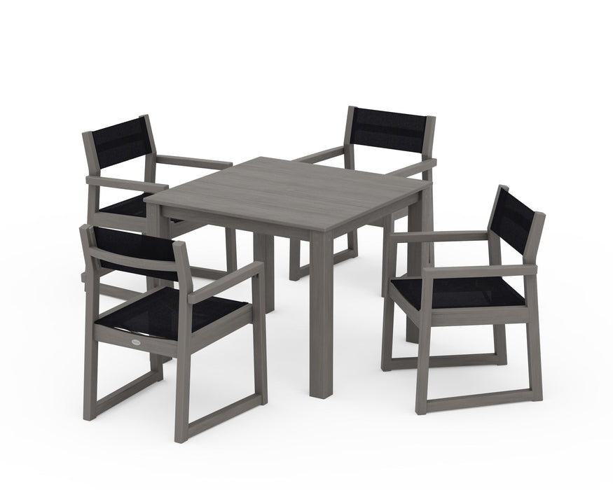 POLYWOOD® EDGE Sling Arm Chair 5-Piece Parsons Dining Set
