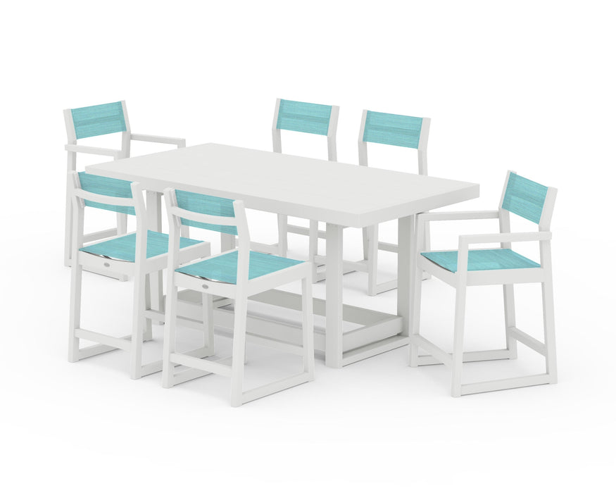 POLYWOOD® EDGE Sling 7-Piece Counter Table Set