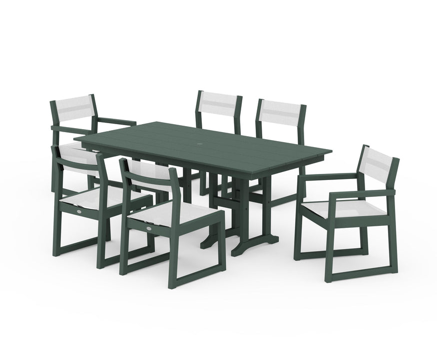 POLYWOOD® EDGE Sling 7-Piece Farmhouse Dining Set