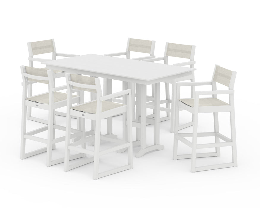 POLYWOOD® EDGE Sling Arm Chair 7-Piece Farmhouse Bar Set