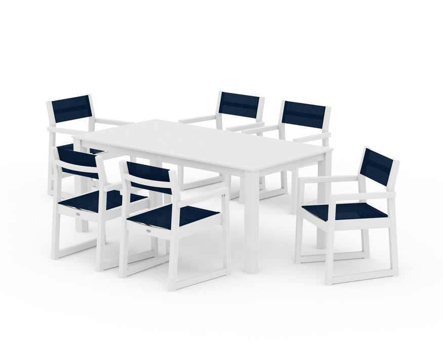 POLYWOOD® EDGE Sling Arm Chair 7-Piece Parsons Dining Set