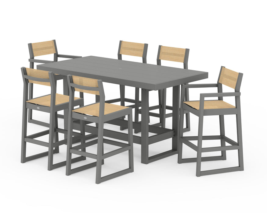 POLYWOOD® EDGE Sling 7-Piece Bar Table Set