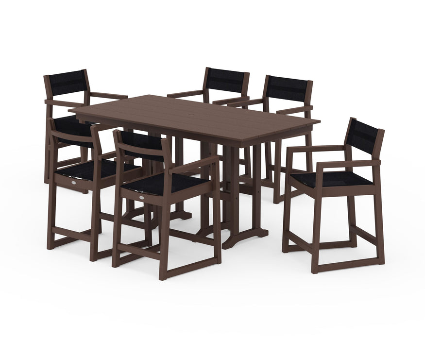 POLYWOOD® EDGE Sling Arm Chair 7-Piece Farmhouse Counter Set