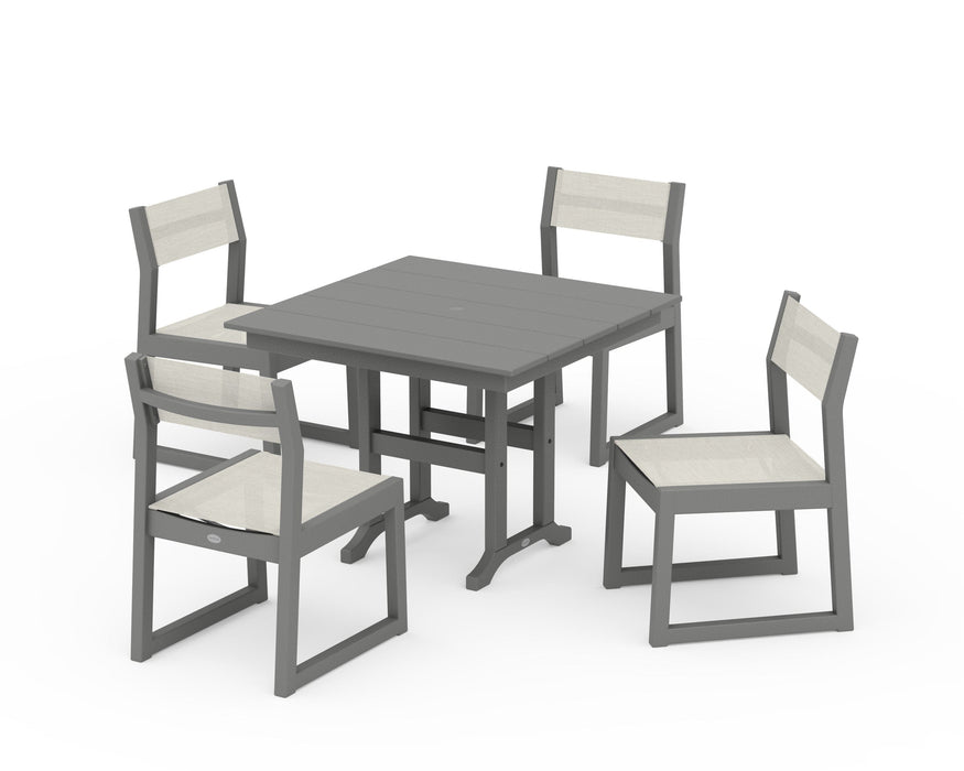 POLYWOOD® EDGE Sling Side Chair 5-Piece Farmhouse Dining Set
