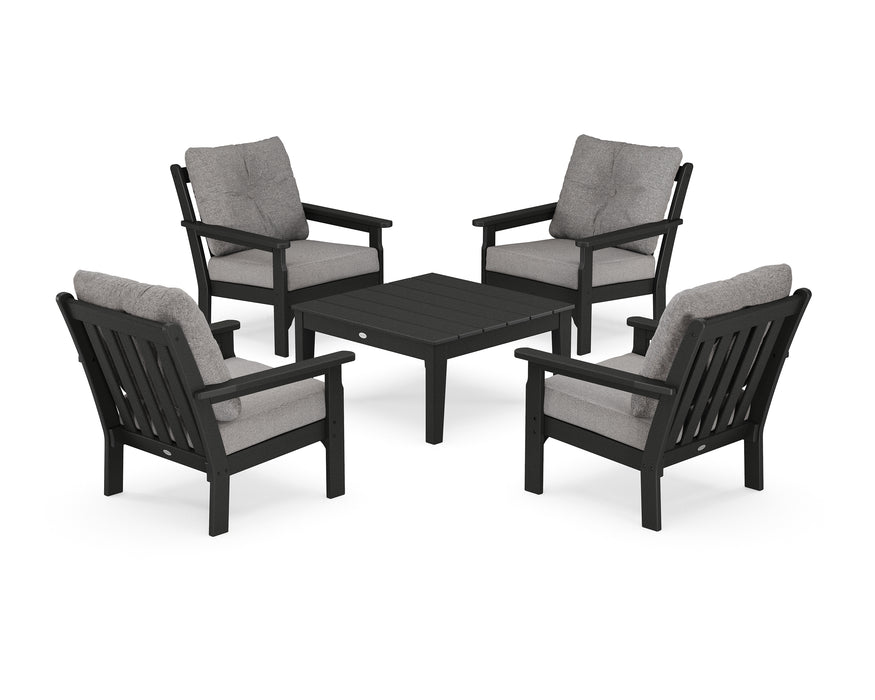 POLYWOOD Vineyard 5-Piece Deep Seating Conversation Set in Black / Grey Mist
