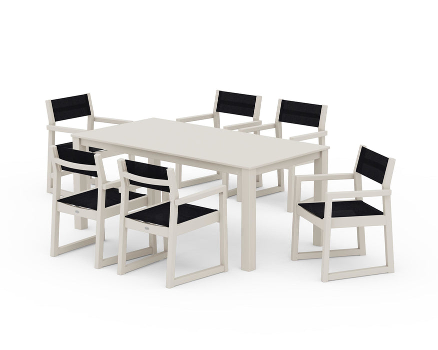 POLYWOOD® EDGE Sling Arm Chair 7-Piece Parsons Dining Set