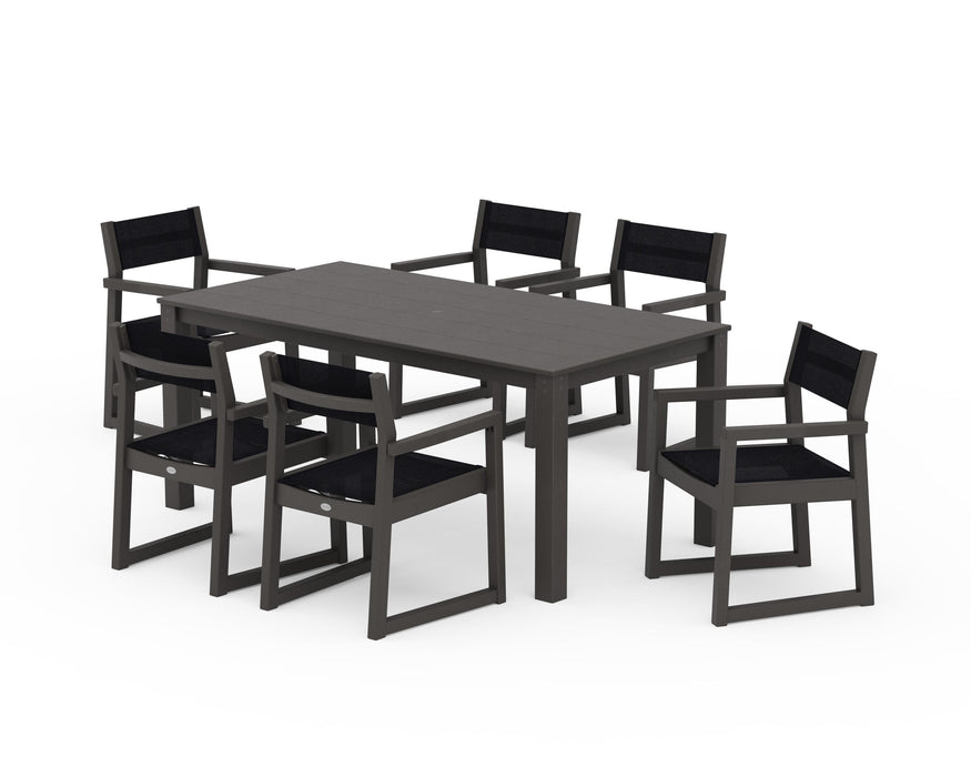 POLYWOOD® EDGE Sling Arm Chair 7-Piece Parsons Dining Set