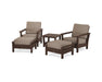 POLYWOOD Harbour 5-Piece Deep Seating Chair Set in Mahogany / Spiced Burlap