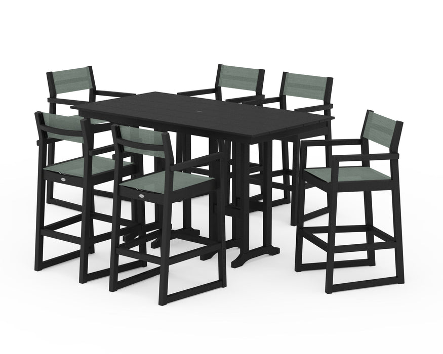 POLYWOOD® EDGE Sling Arm Chair 7-Piece Farmhouse Bar Set