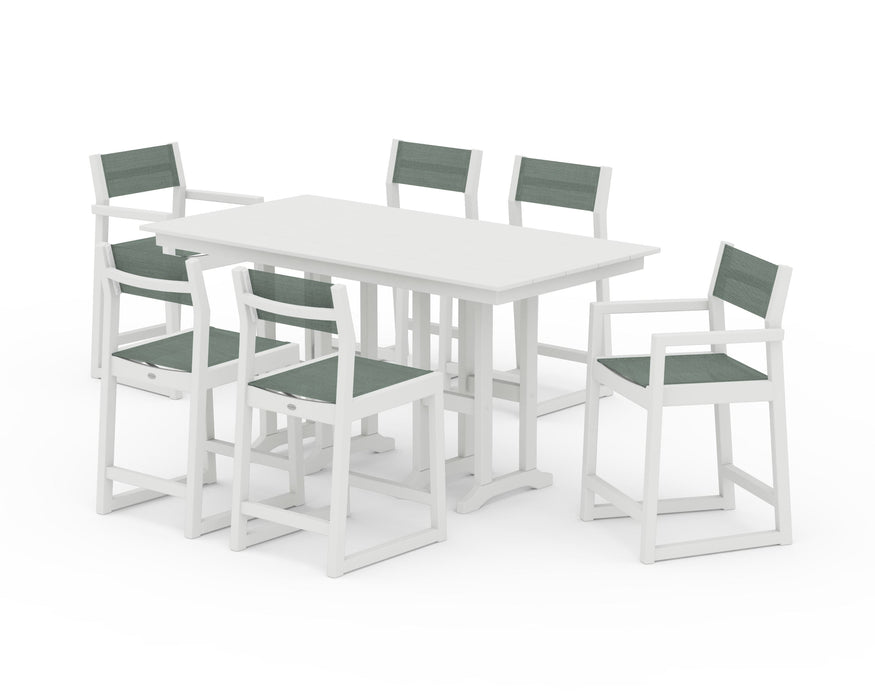 POLYWOOD® EDGE Sling 7-Piece Farmhouse Counter Set