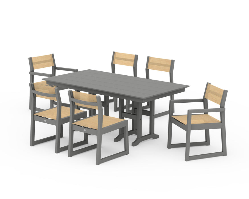 POLYWOOD® EDGE Sling 7-Piece Farmhouse Dining Set