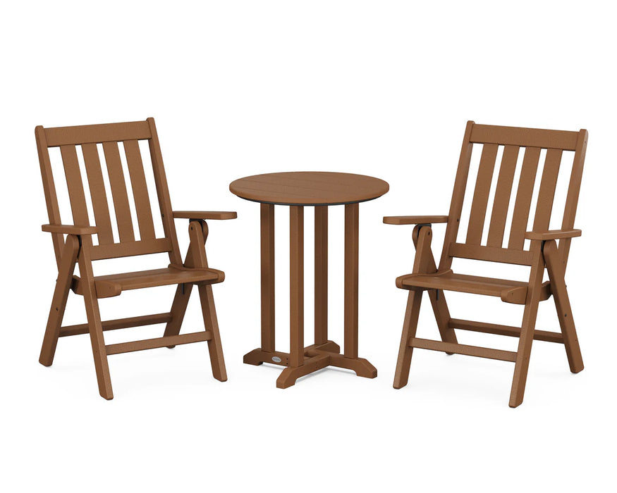 POLYWOOD Vineyard Folding Chair 3-Piece Round Dining Set