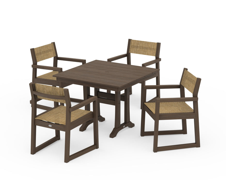 POLYWOOD® EDGE Sling 5-Piece Farmhouse Dining Set with Trestle Legs
