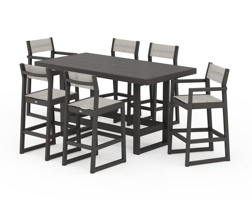 POLYWOOD® EDGE Sling 7-Piece Bar Table Set