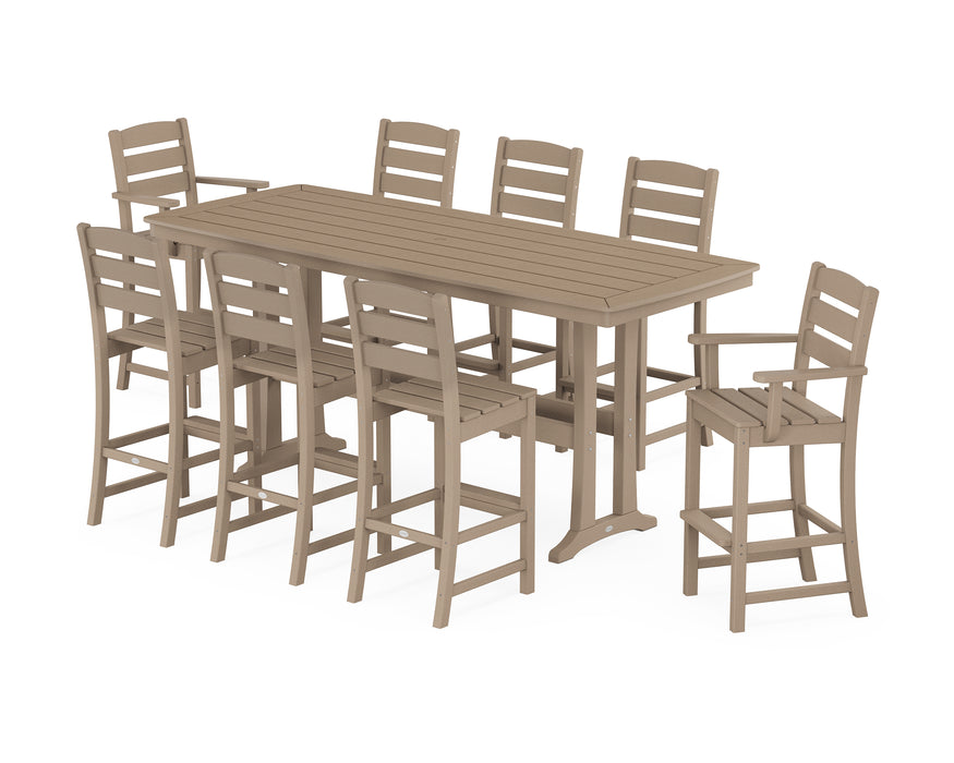 POLYWOOD Lakeside 9-Piece Bar Set with Trestle Legs