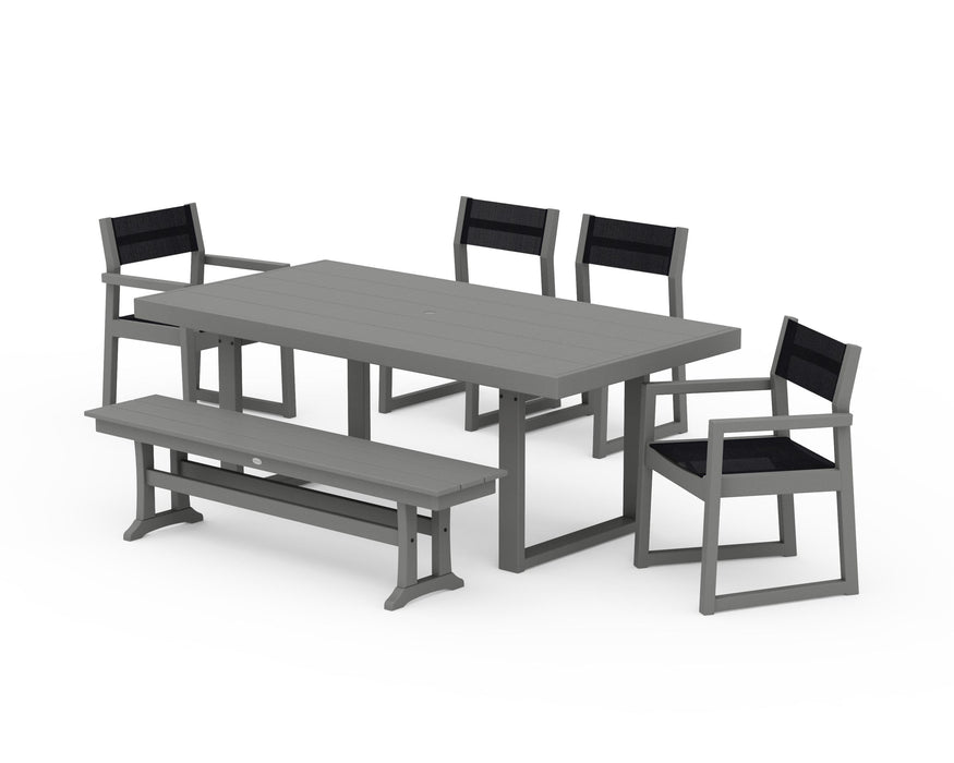 POLYWOOD® EDGE Sling 6-Piece Dining Set with Bench