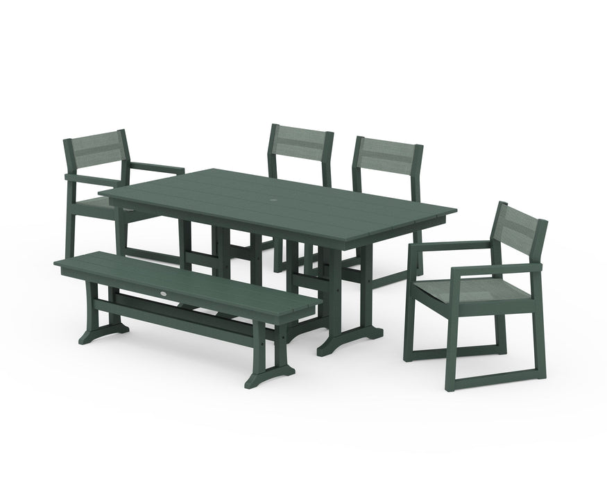 POLYWOOD® EDGE Sling 6-Piece Farmhouse Dining Set