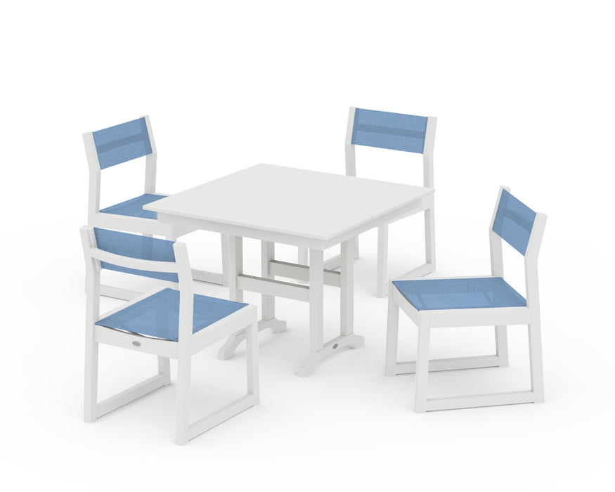 POLYWOOD® EDGE Sling Side Chair 5-Piece Farmhouse Dining Set
