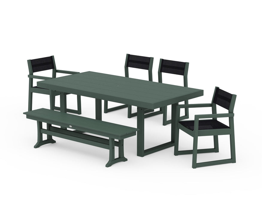 POLYWOOD® EDGE Sling 6-Piece Dining Set with Bench