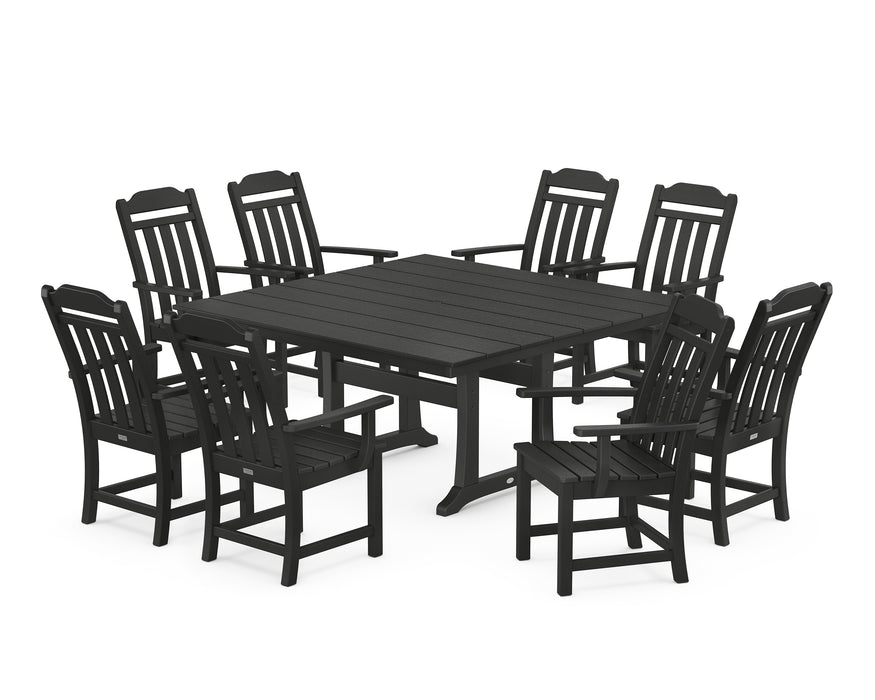 Country Living by POLYWOOD 9-Piece Square Farmhouse Dining Set with Trestle Legs
