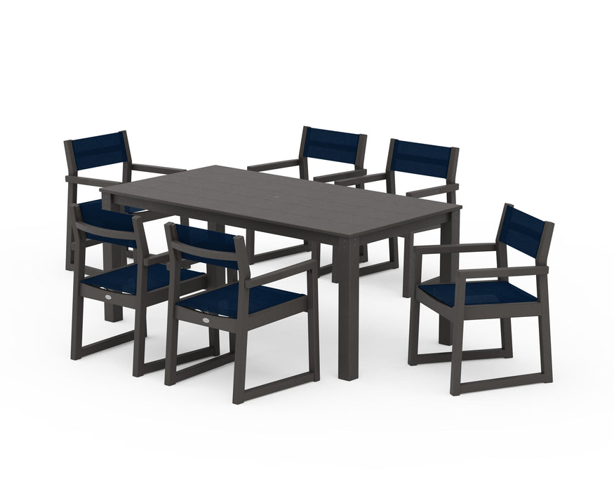 POLYWOOD® EDGE Sling Arm Chair 7-Piece Parsons Dining Set