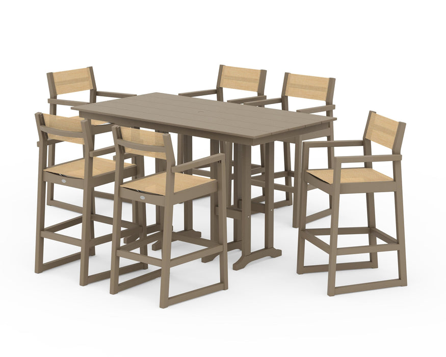 POLYWOOD® EDGE Sling Arm Chair 7-Piece Farmhouse Bar Set