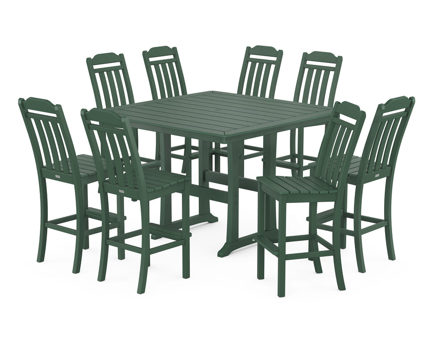 Country Living by POLYWOOD 9-Piece Square Side Chair Bar Set with Trestle Legs