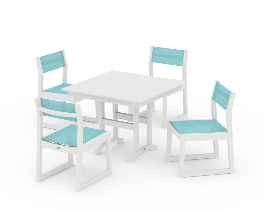 POLYWOOD® EDGE Sling Side Chair 5-Piece Farmhouse Dining Set