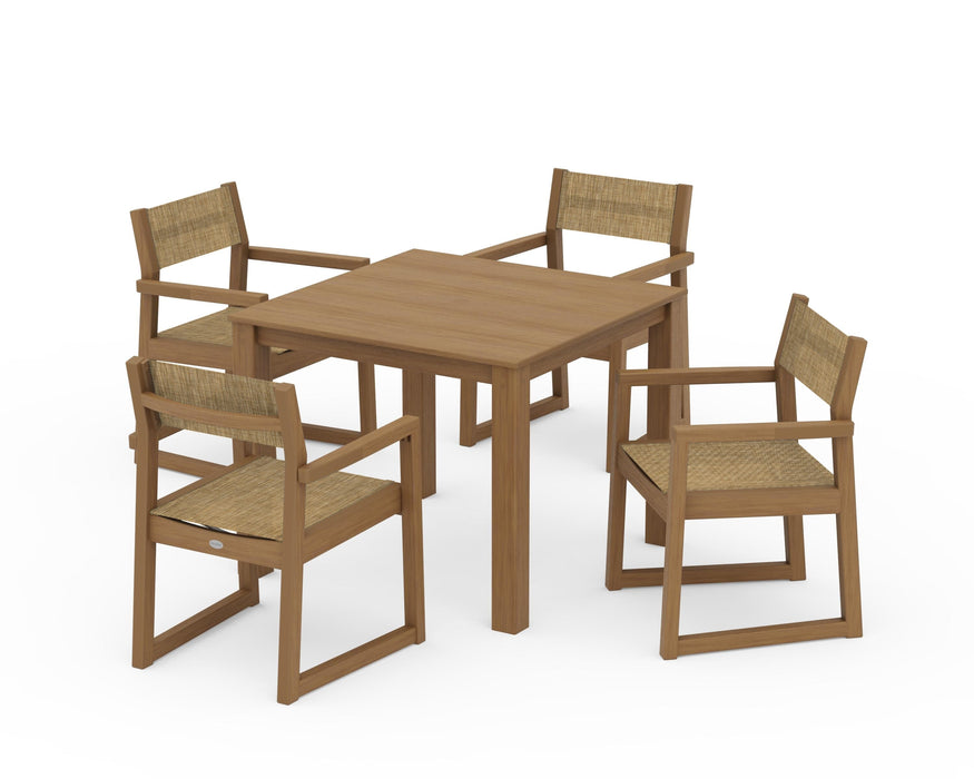 POLYWOOD® EDGE Sling Arm Chair 5-Piece Parsons Dining Set