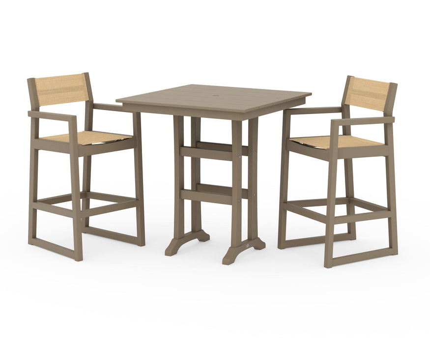 POLYWOOD® EDGE Sling Arm Chair 3-Piece Farmhouse Bar Set with Trestle Legs