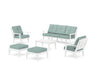 POLYWOOD Mission 6-Piece Lounge Sofa Set in White / Glacier Spa