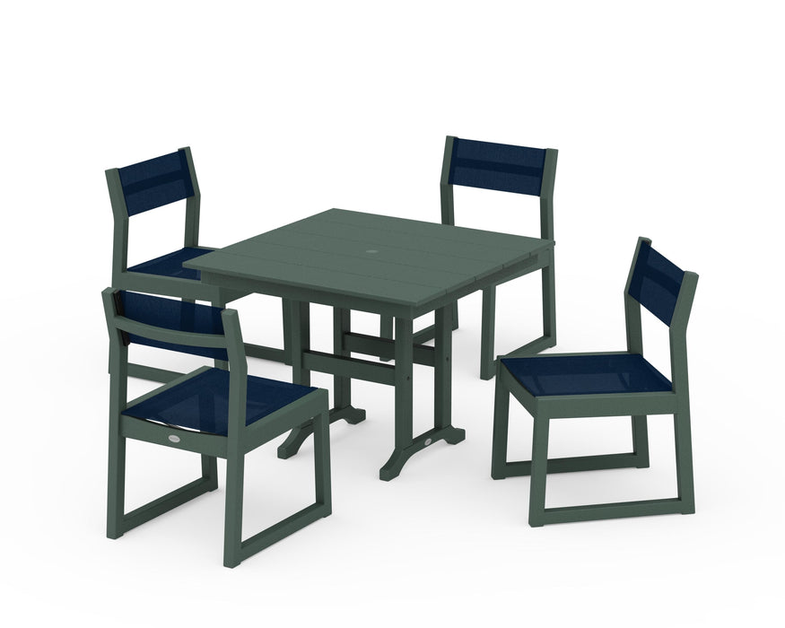 POLYWOOD® EDGE Sling Side Chair 5-Piece Farmhouse Dining Set