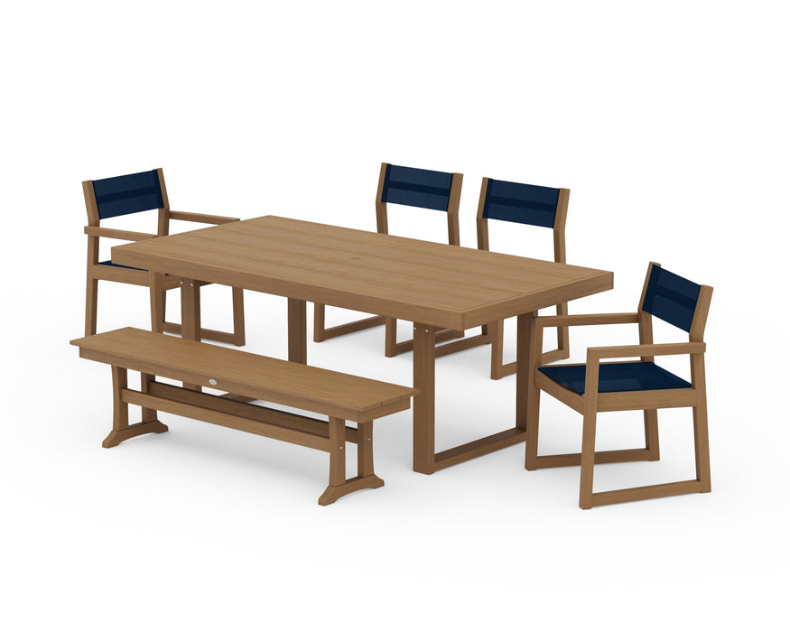 POLYWOOD® EDGE Sling 6-Piece Dining Set with Bench