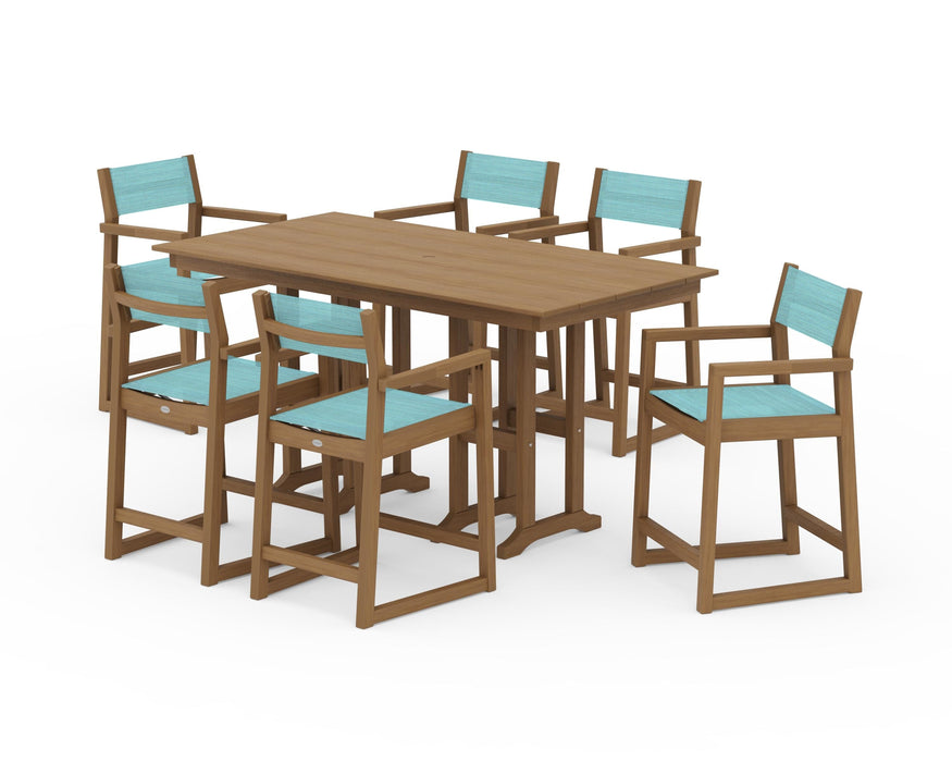 POLYWOOD® EDGE Sling Arm Chair 7-Piece Farmhouse Counter Set