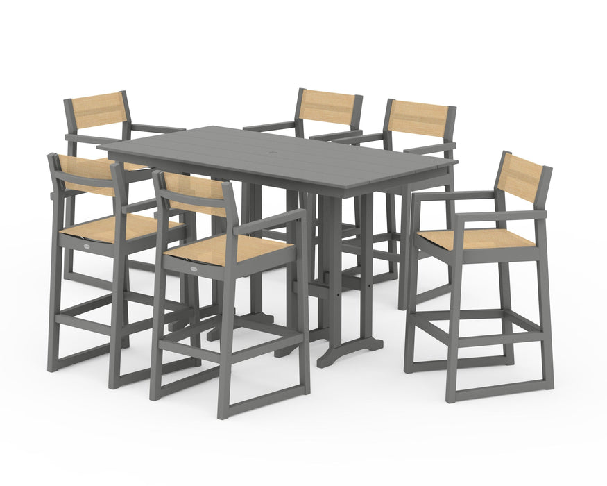 POLYWOOD® EDGE Sling Arm Chair 7-Piece Farmhouse Bar Set