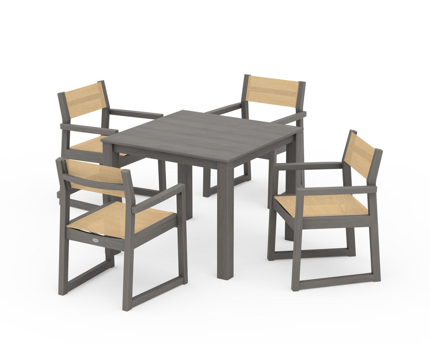 POLYWOOD® EDGE Sling Arm Chair 5-Piece Parsons Dining Set
