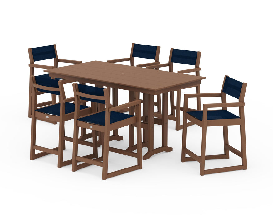 POLYWOOD® EDGE Sling Arm Chair 7-Piece Farmhouse Counter Set