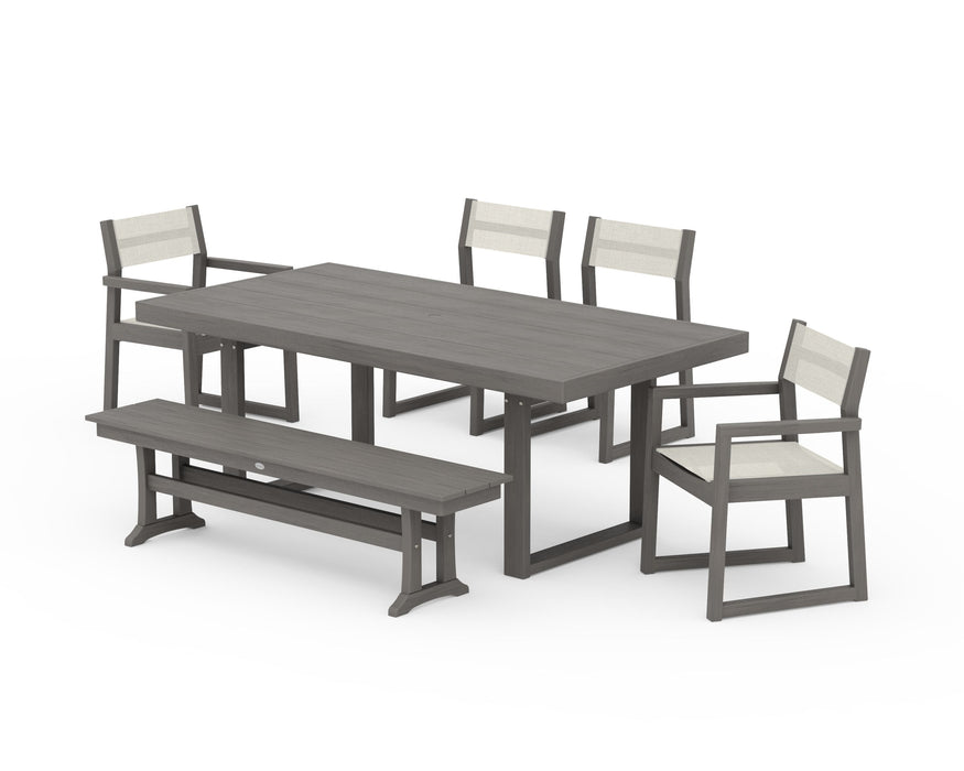 POLYWOOD® EDGE Sling 6-Piece Dining Set with Bench