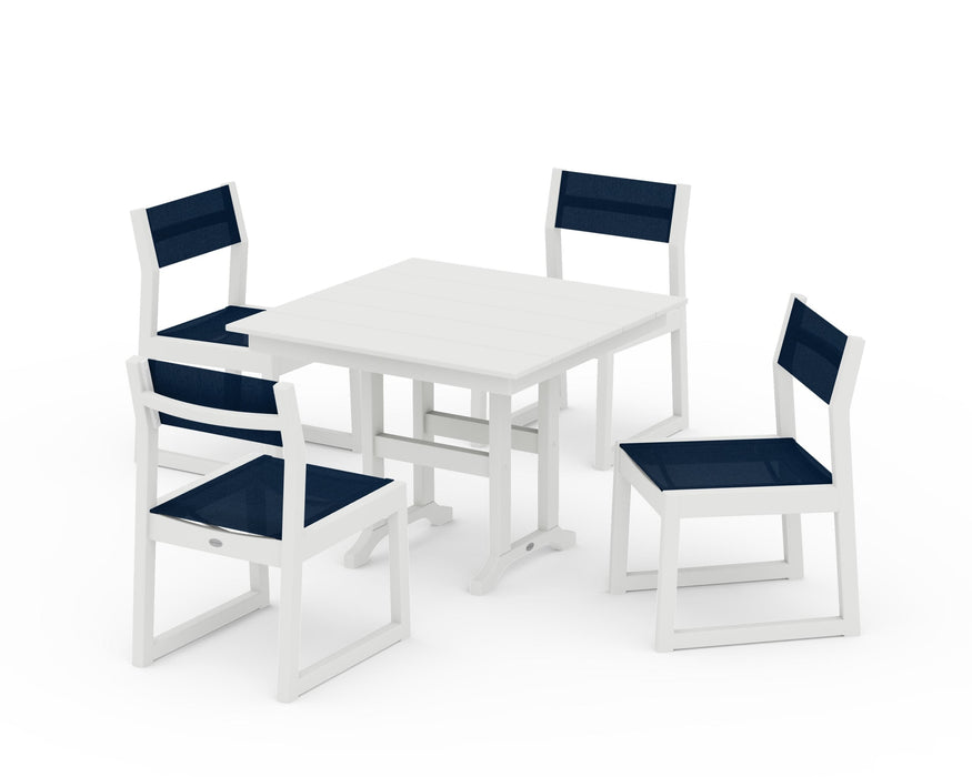 POLYWOOD® EDGE Sling Side Chair 5-Piece Farmhouse Dining Set