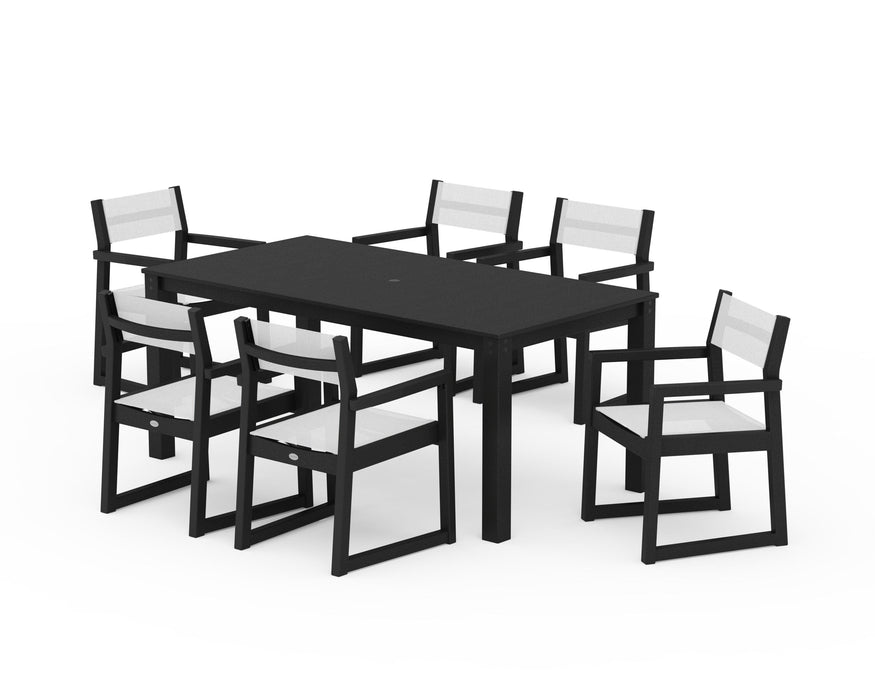POLYWOOD® EDGE Sling Arm Chair 7-Piece Parsons Dining Set