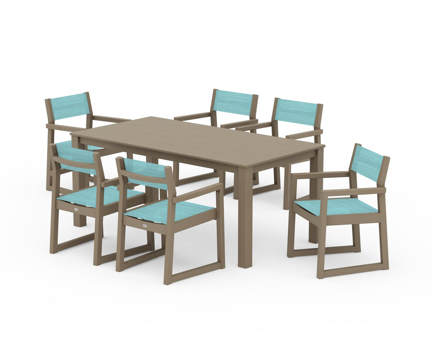 POLYWOOD® EDGE Sling Arm Chair 7-Piece Parsons Dining Set