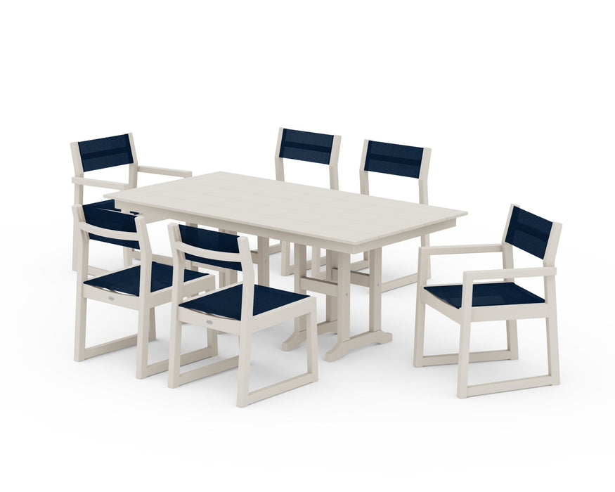 POLYWOOD® EDGE Sling 7-Piece Farmhouse Dining Set