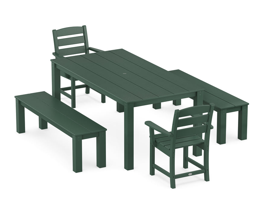 POLYWOOD Lakeside 5-Piece Parsons Dining Set with Benches