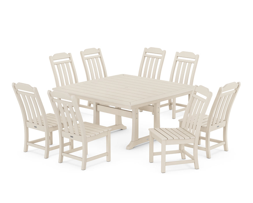 Country Living by POLYWOOD 9-Piece Square Side Chair Dining Set with Trestle Legs