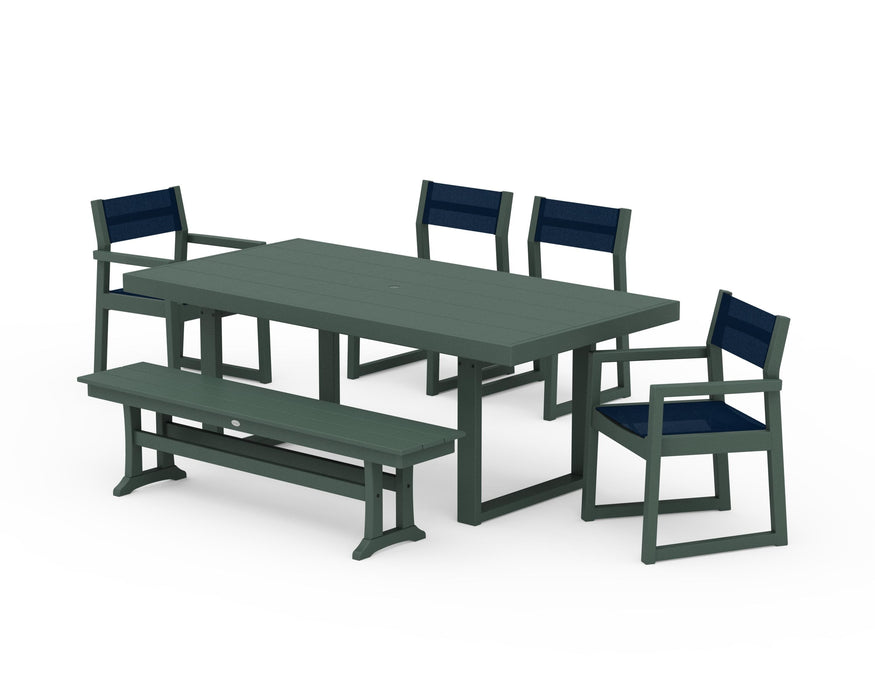 POLYWOOD® EDGE Sling 6-Piece Dining Set with Bench
