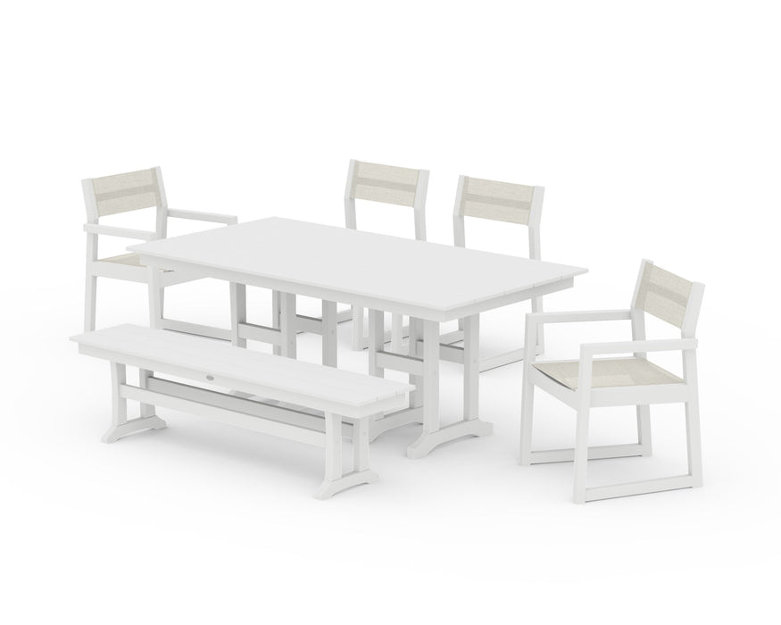 POLYWOOD® EDGE Sling 6-Piece Farmhouse Dining Set