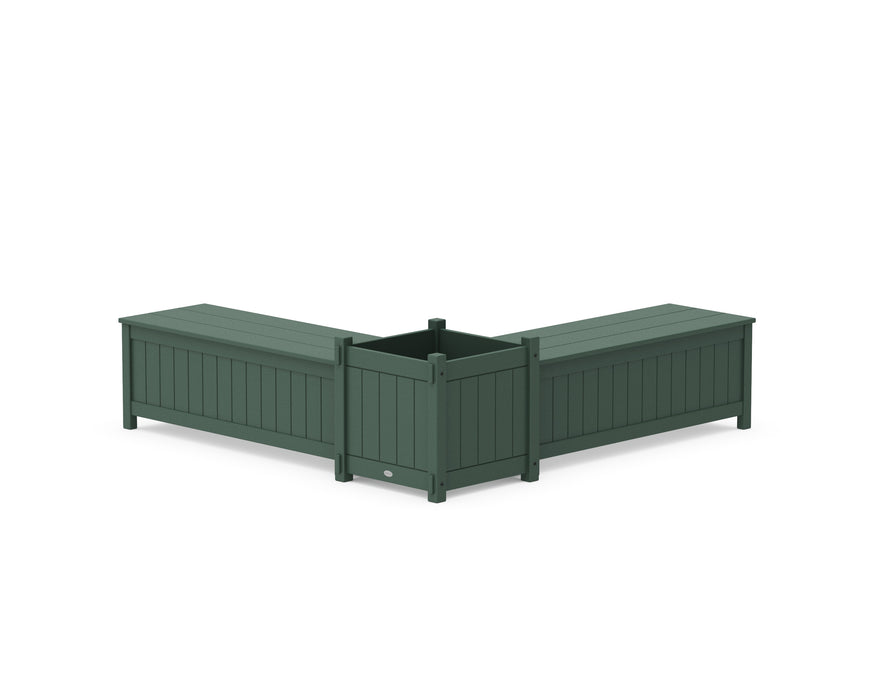 POLYWOOD® 48" Vineyard L- Shaped Planter Storage Bench Set- Large