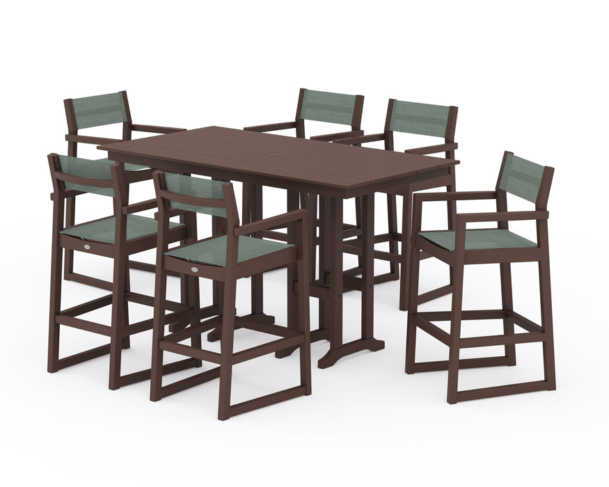 POLYWOOD® EDGE Sling Arm Chair 7-Piece Farmhouse Bar Set